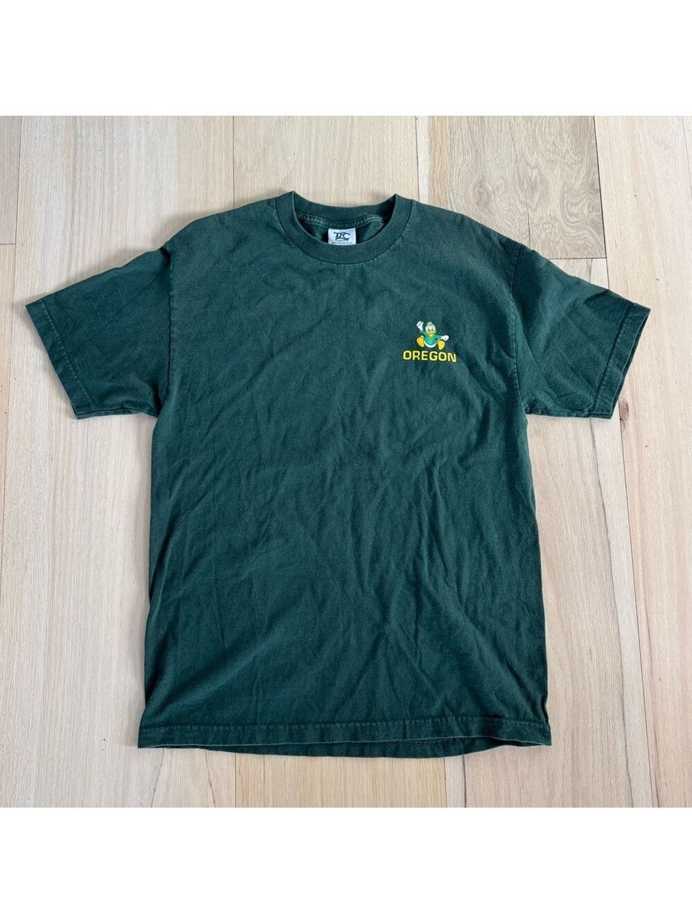 TLC Vintage Oregon Ducks Green Short Sleeve Tee Shirt Size Large